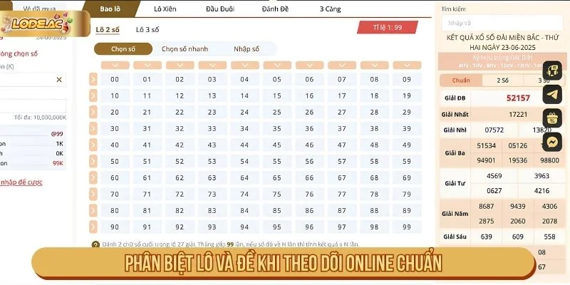 Quy trình phân biệt lô và đề khi theo dõi online